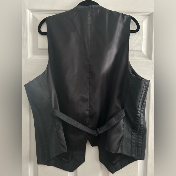 Rock & Republic Mens XXL Suit Vest - Black / Charoal Herringbone 5 Button - Picture 5 of 7